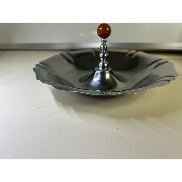 ManningBowman & Co. Art Deco-era Pewter- Chrome Plated Dish Bon Bon 1930’s - Picture 2 of 9